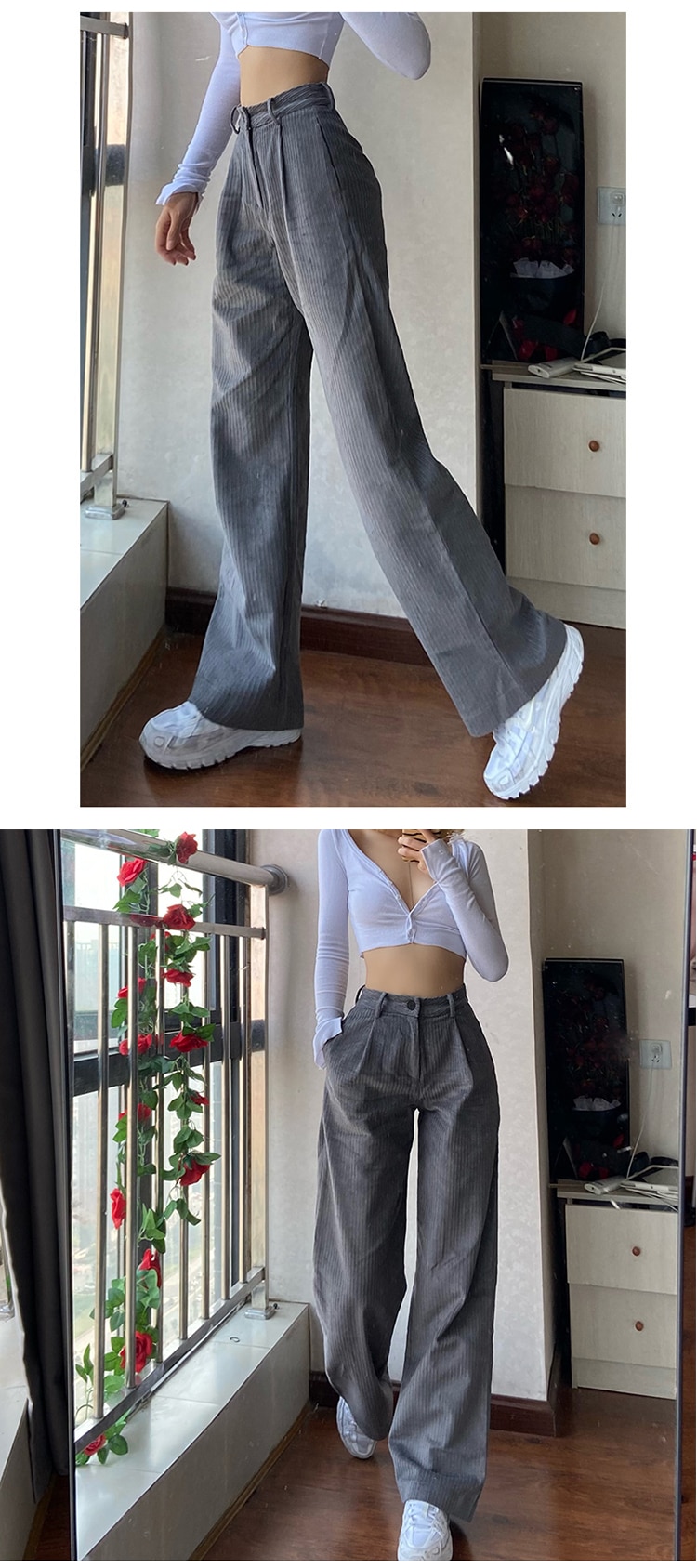 Women's High Waisted Oversized Trousers