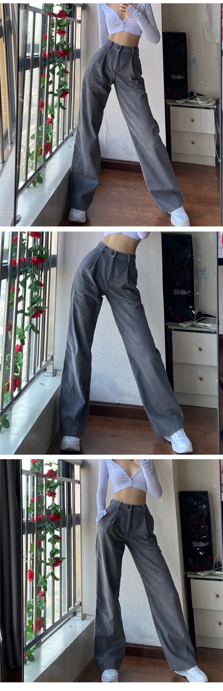 Women's High Waisted Oversized Trousers