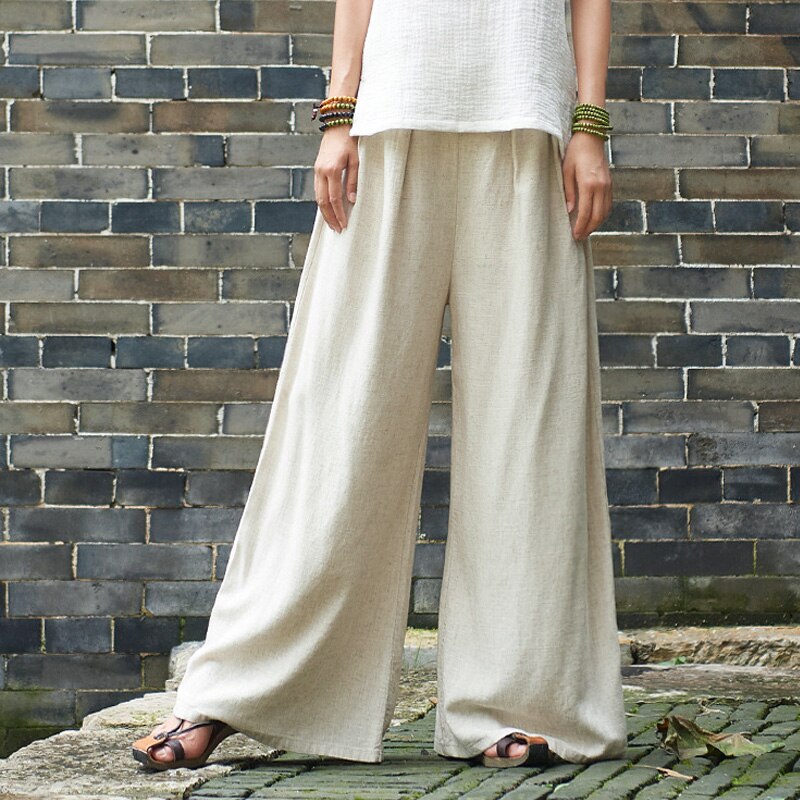 Linen Wide High Waisted Women's Pants