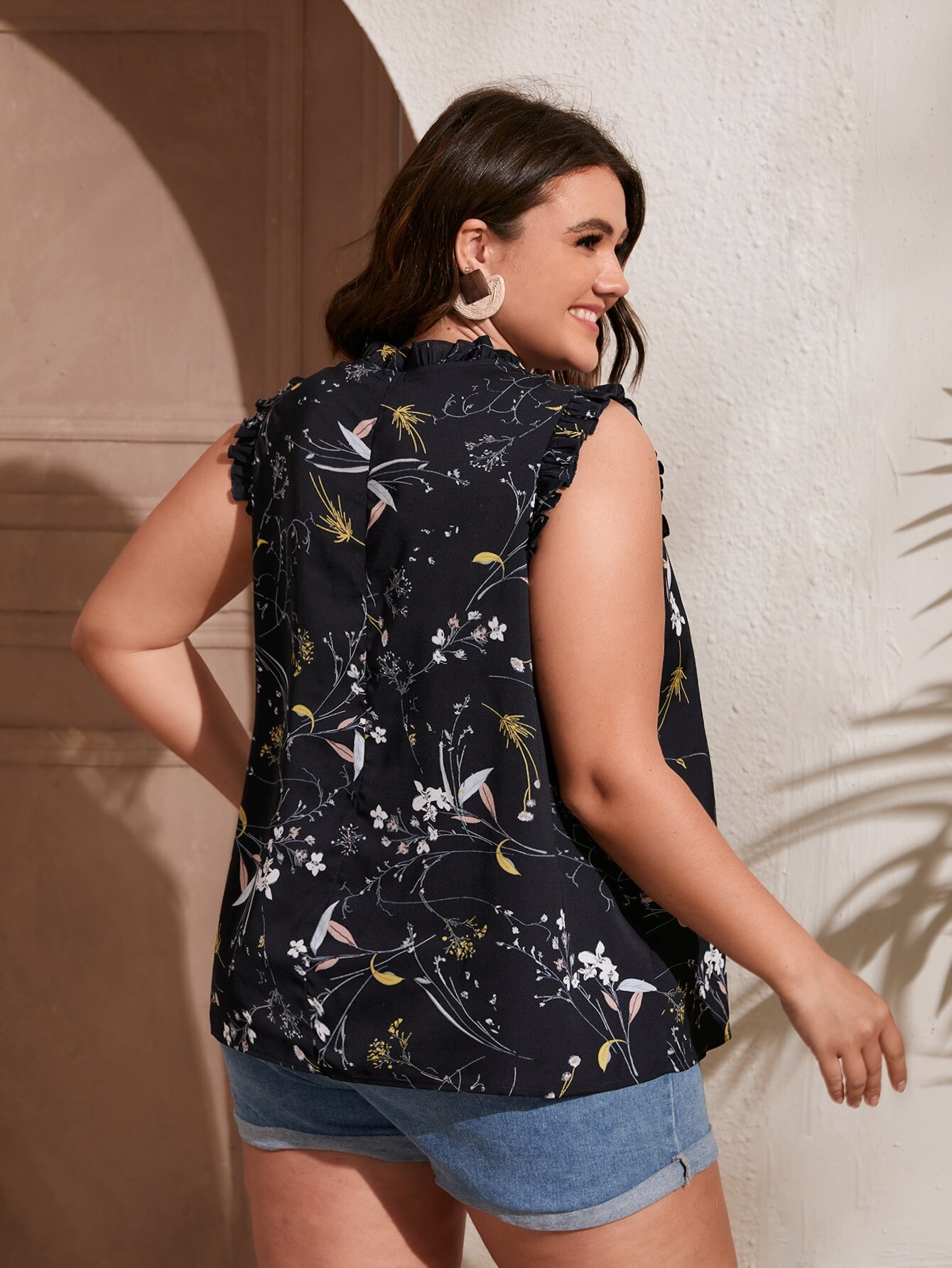 Plus Size Plants Print Top