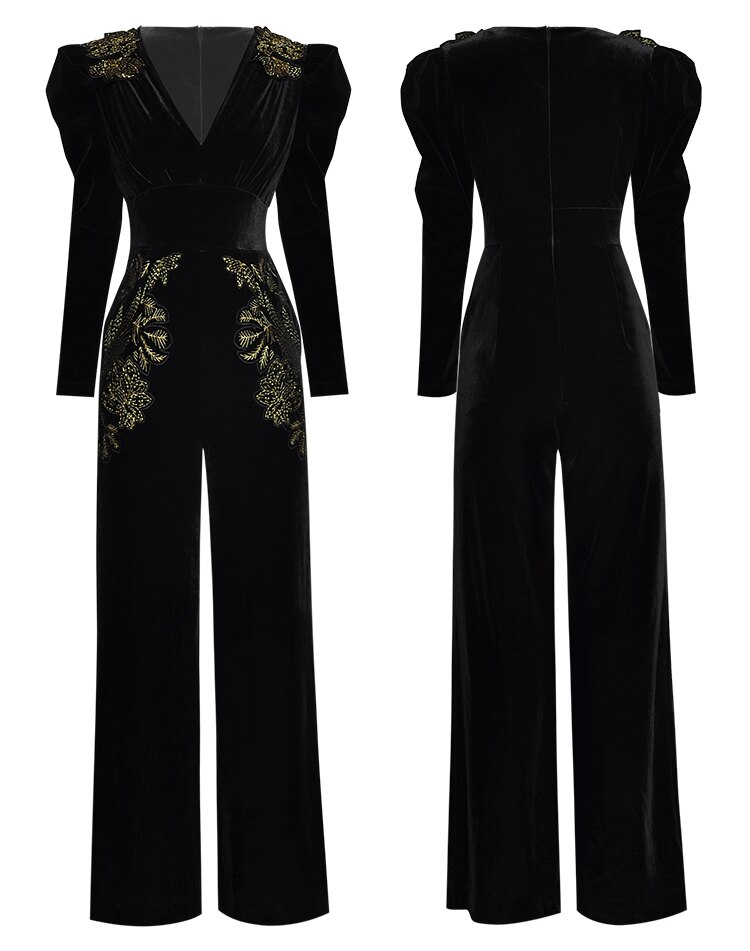 Women's Golden Emroidery Jumpsuit