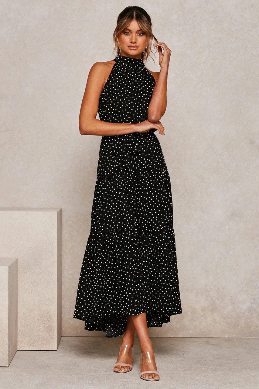 Women's Polka Dot Halter Dress