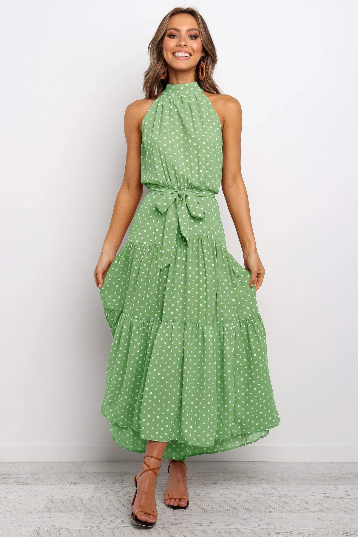 Women's Polka Dot Halter Dress