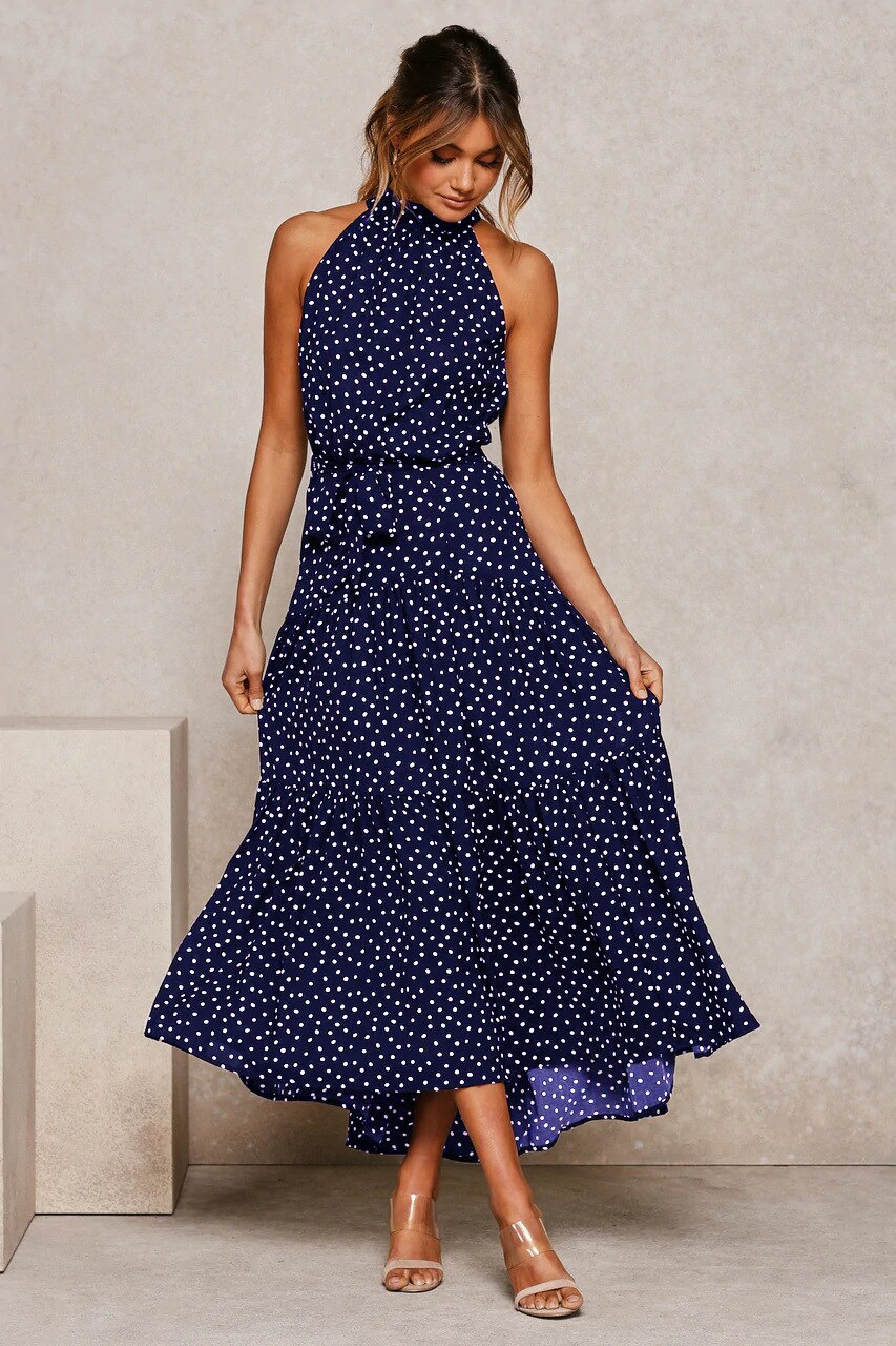 Women's Polka Dot Halter Dress