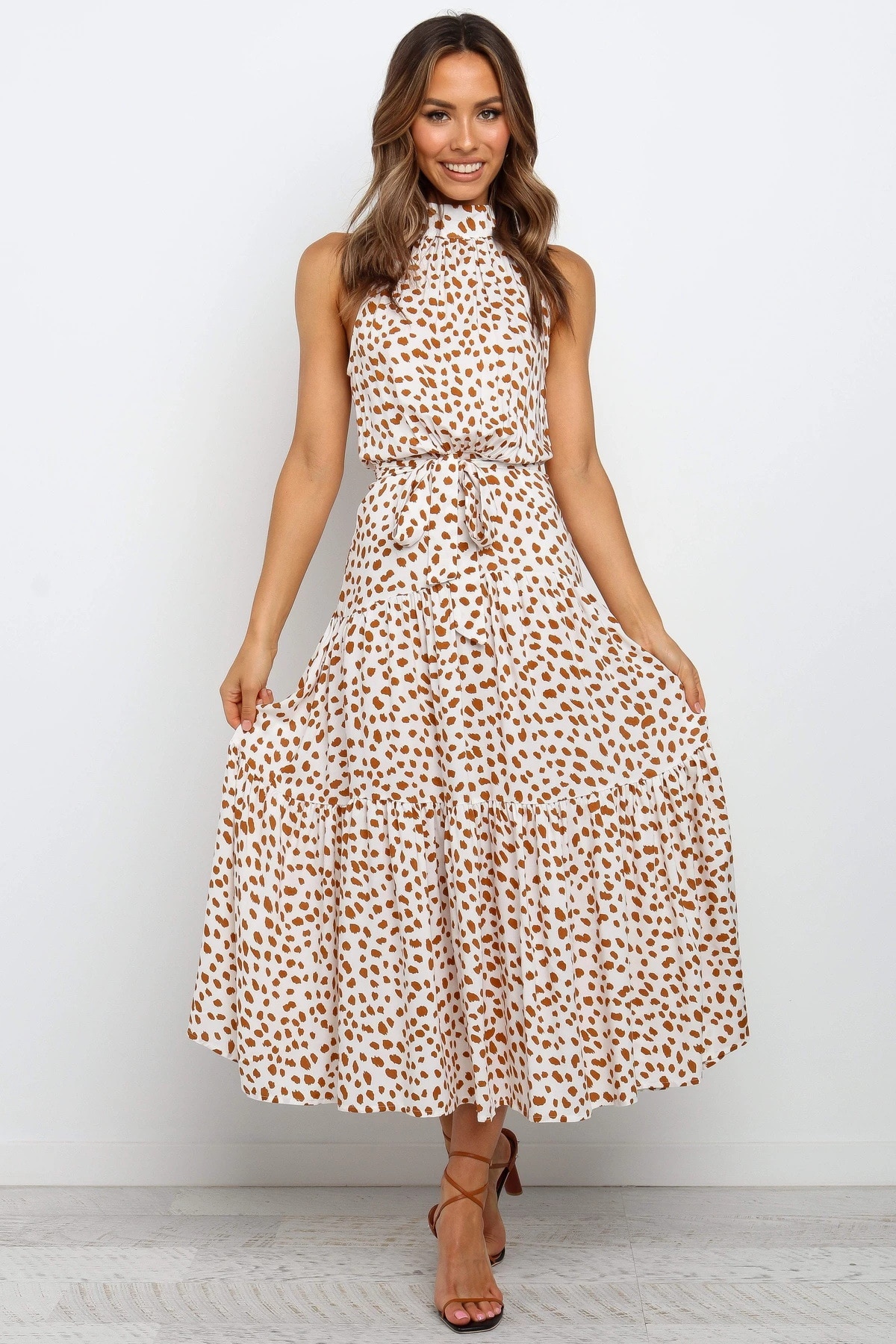 Women's Polka Dot Halter Dress