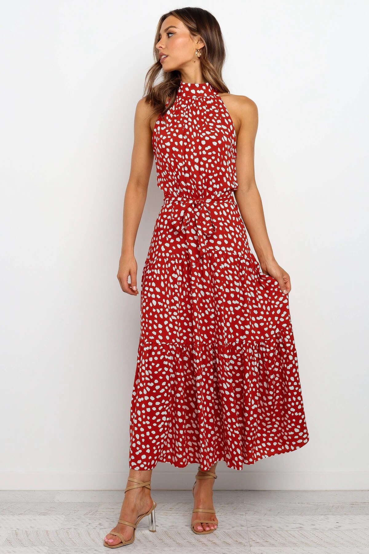 Women's Polka Dot Halter Dress