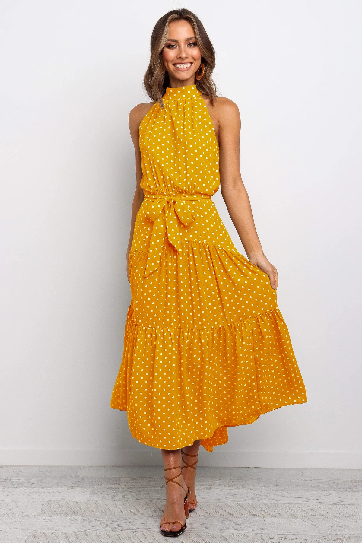 Women's Polka Dot Halter Dress