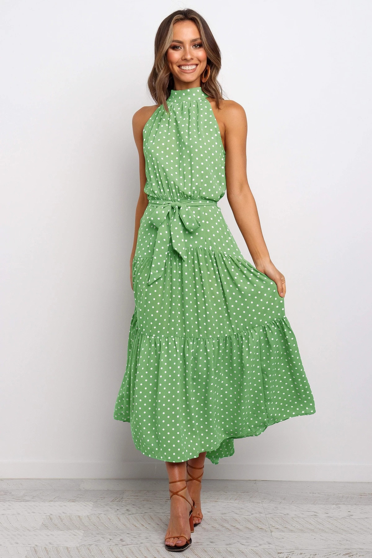 Women's Polka Dot Halter Dress