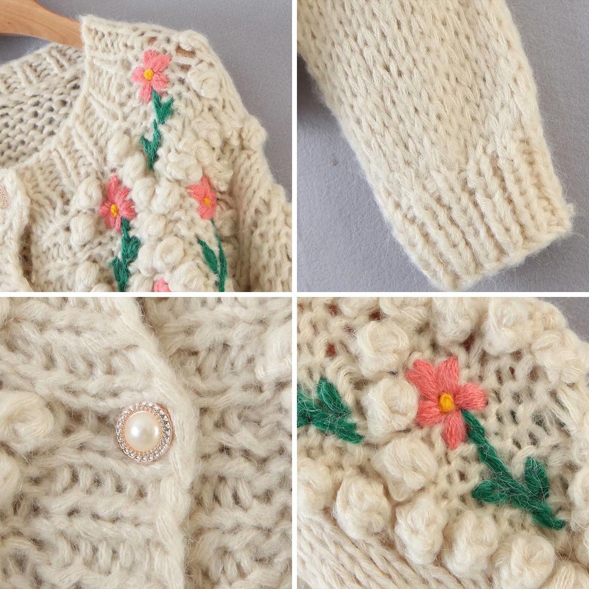 Floral Knitted Women's Cardigan