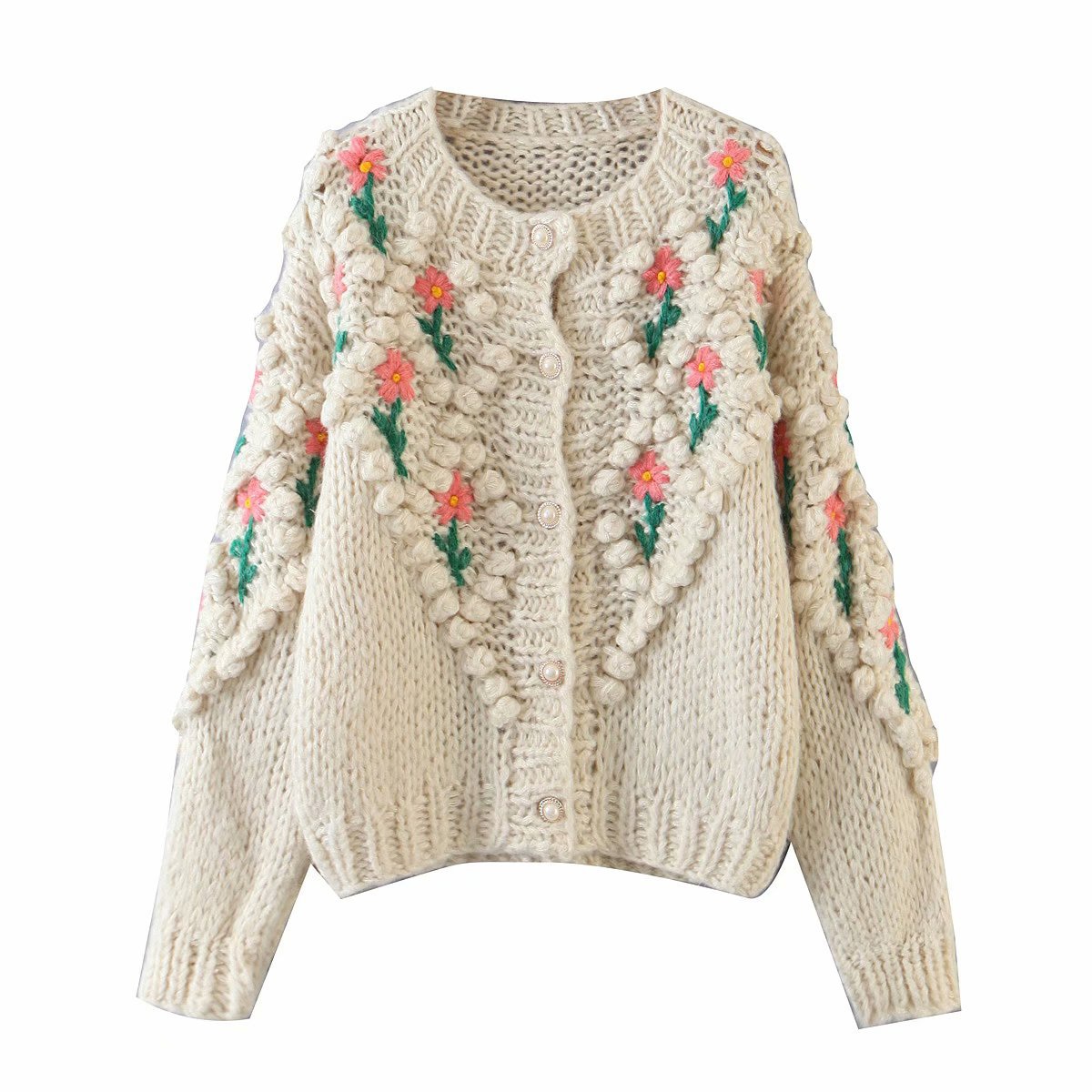 Floral Knitted Women's Cardigan