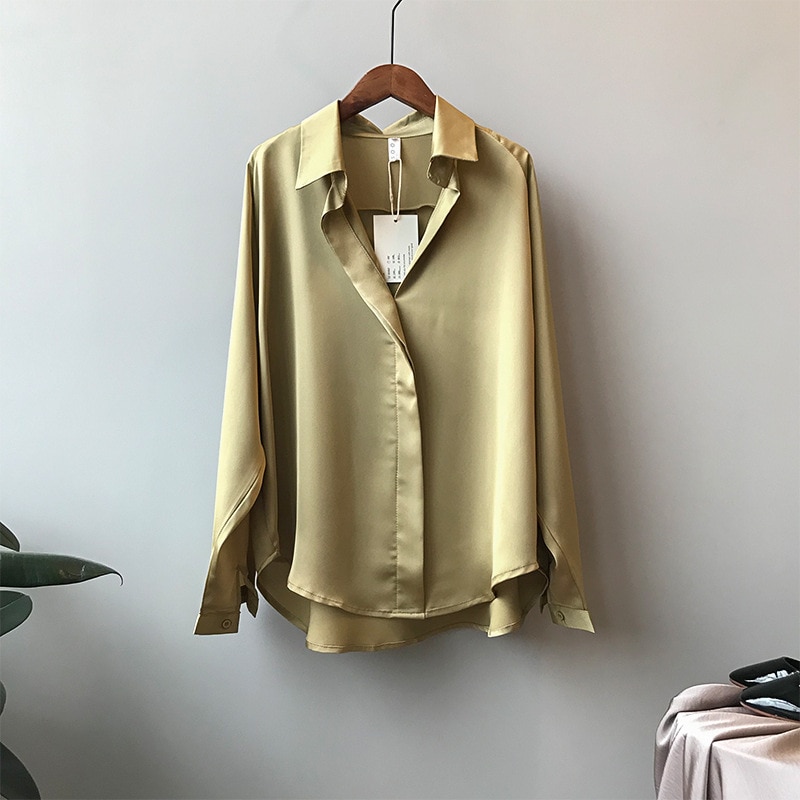 Women's Long Sleeved Satin Blouse