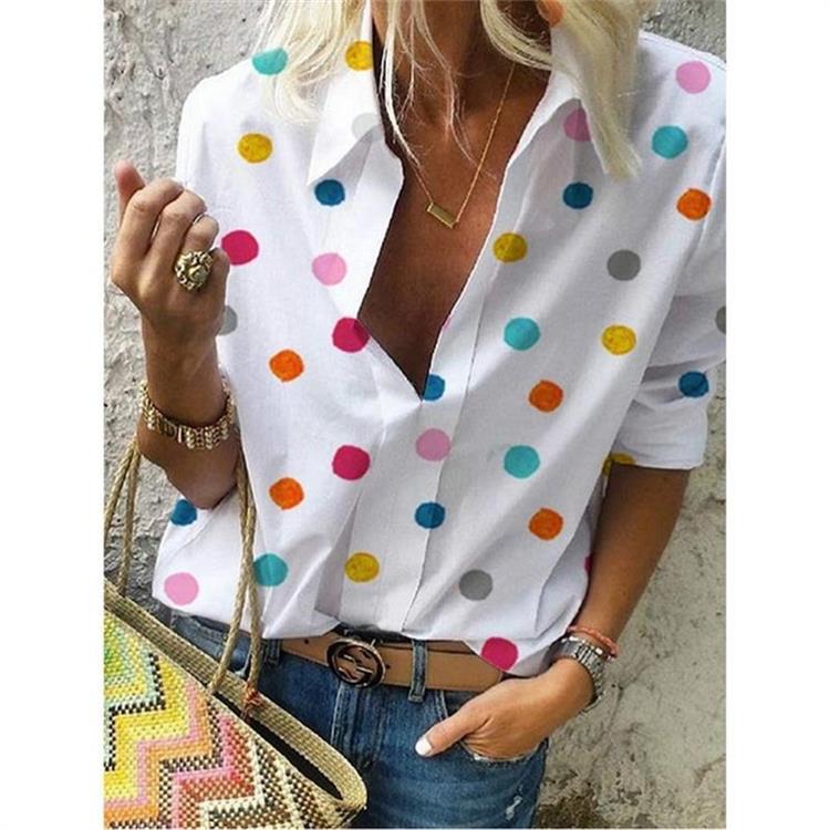 Women's Colorful Polka Dot Blouse