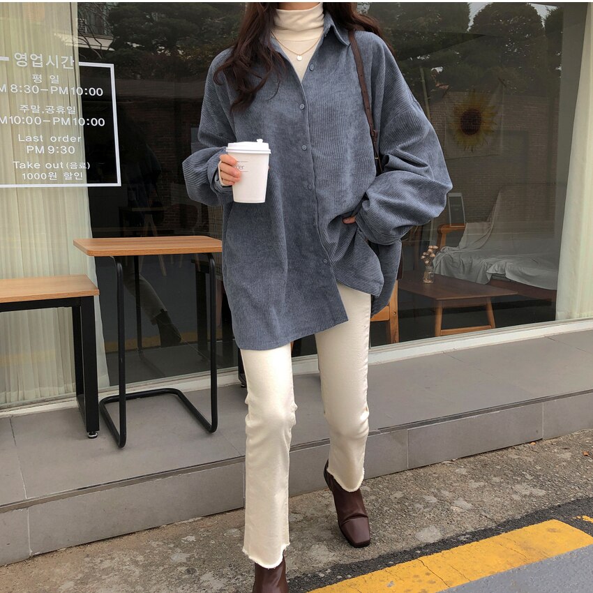 Oversized Warm Corduroy Shirt for Women