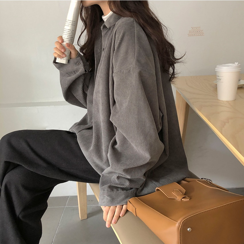 Oversized Warm Corduroy Shirt for Women