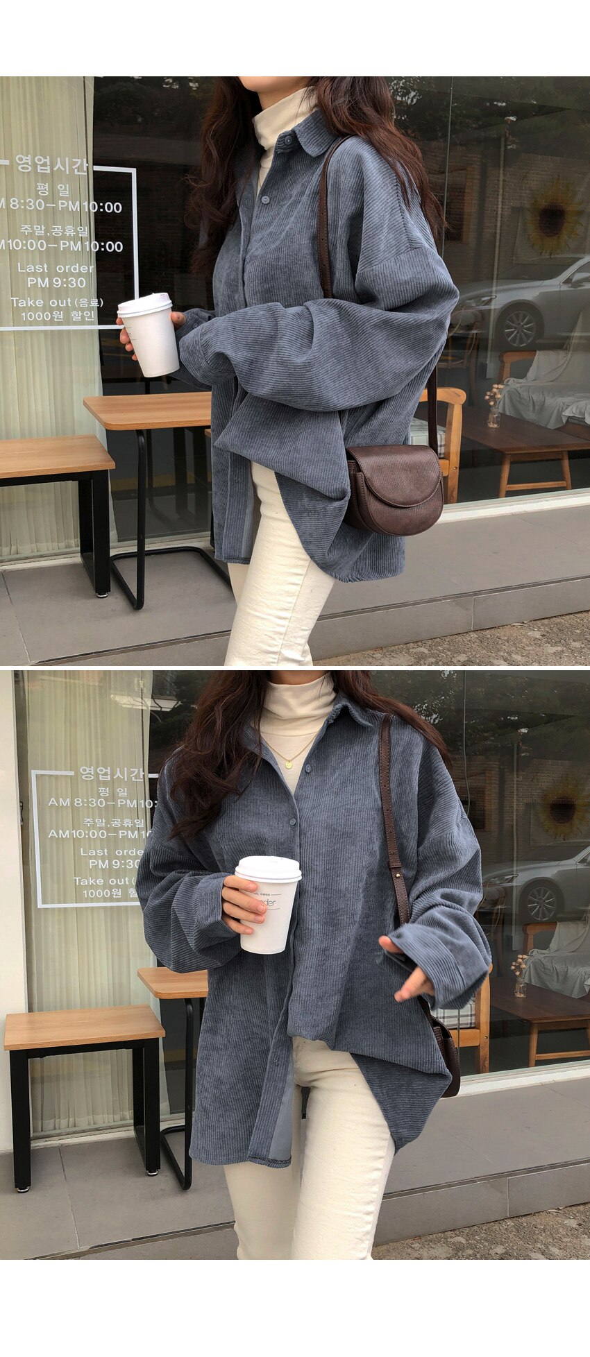 Oversized Warm Corduroy Shirt for Women