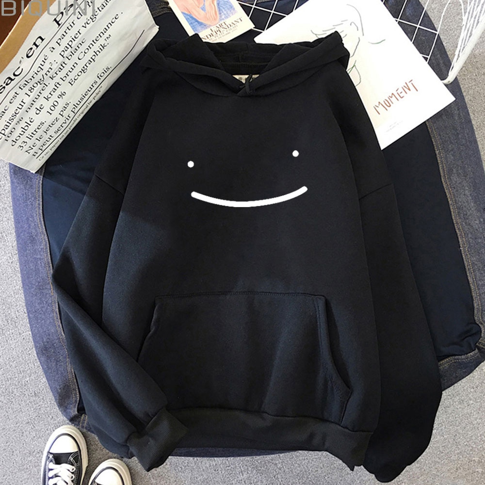 Women's Solid Color Smiley Printed Hoodie