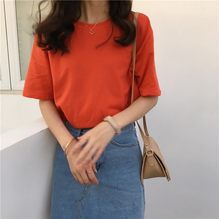 Women's Basic Solid Color T-Shirt