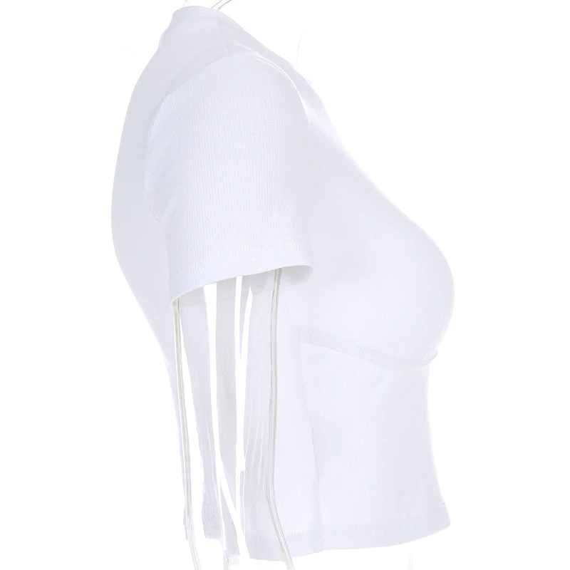 Women's White Crop Top with Breast Support