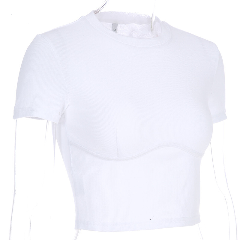 Women's White Crop Top with Breast Support