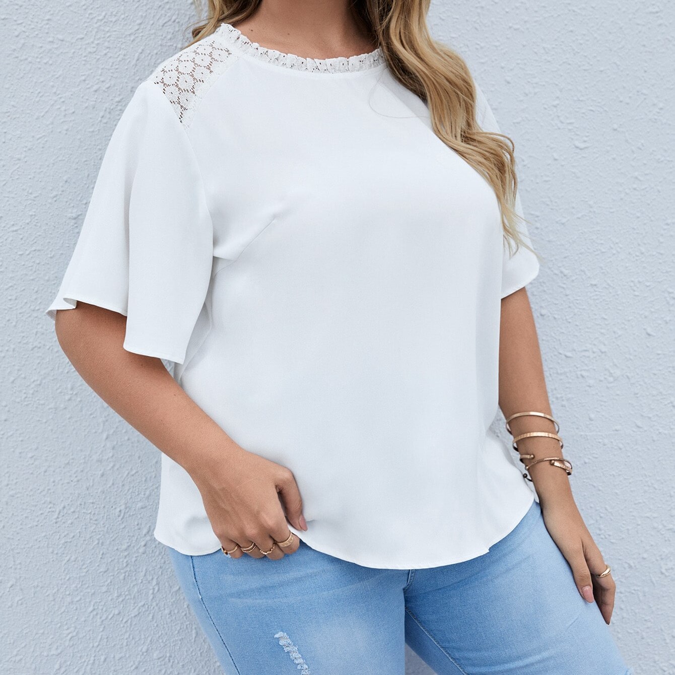 Plus Size Butterfly Sleeve T-Shirt