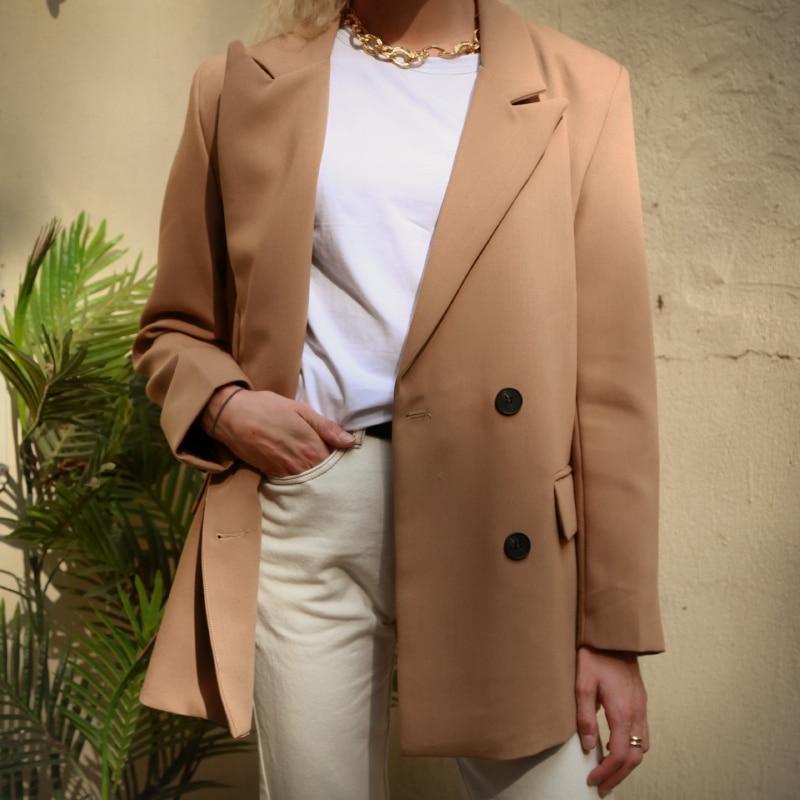 Women's Camel Color Double Breasted Blazer