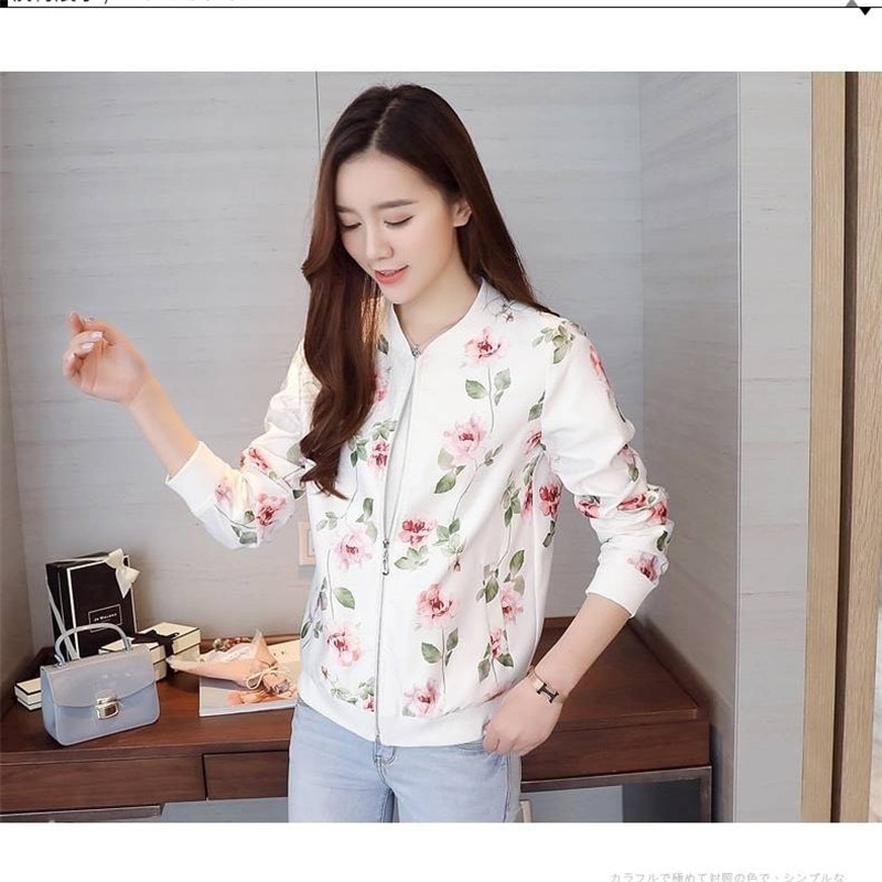 Women's Floral Printed Bomber Jacket