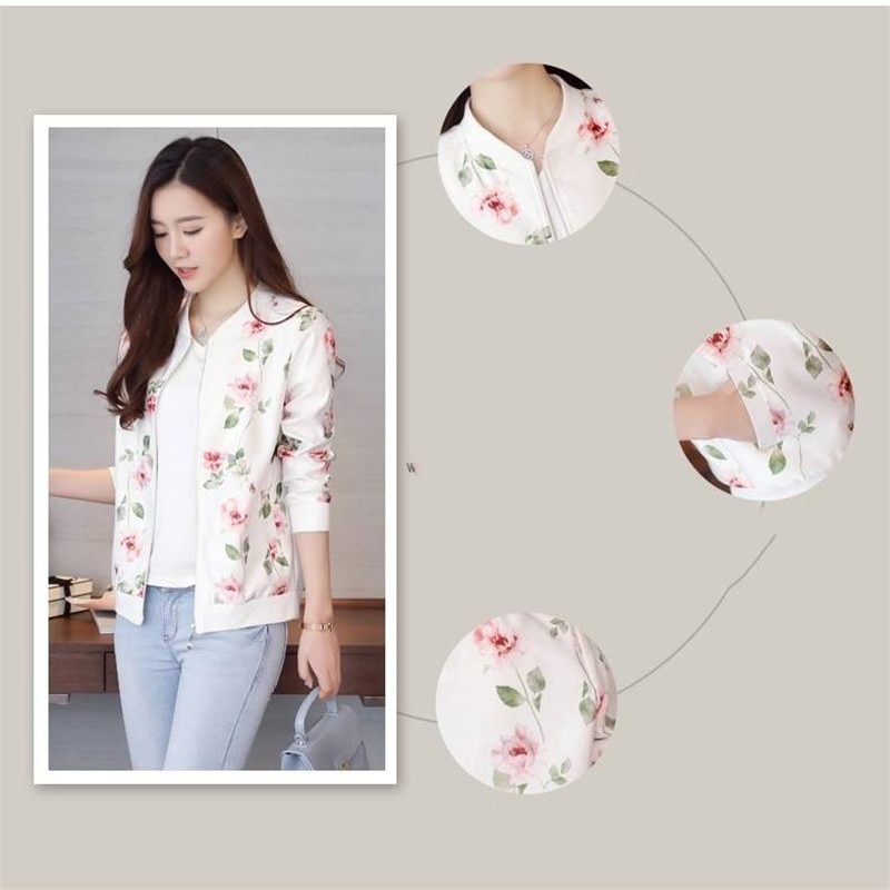 Women's Floral Printed Bomber Jacket