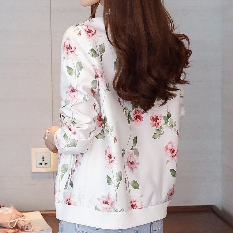 Women's Floral Printed Bomber Jacket