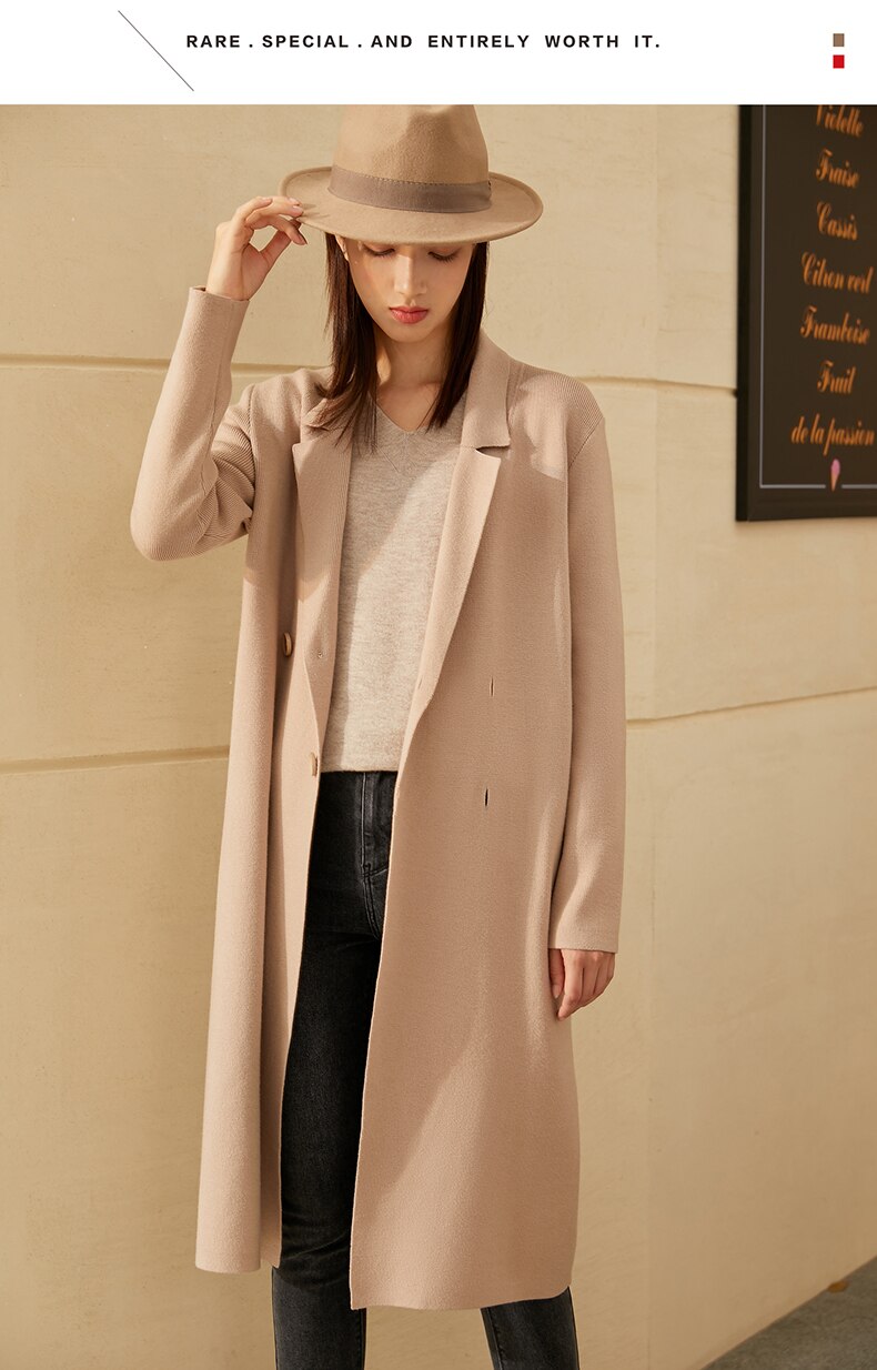 Women's Solid Color Double Breasted Coat