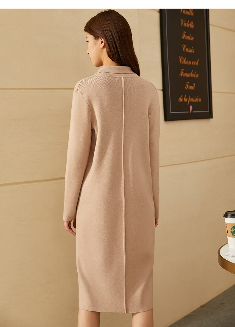 Women's Solid Color Double Breasted Coat