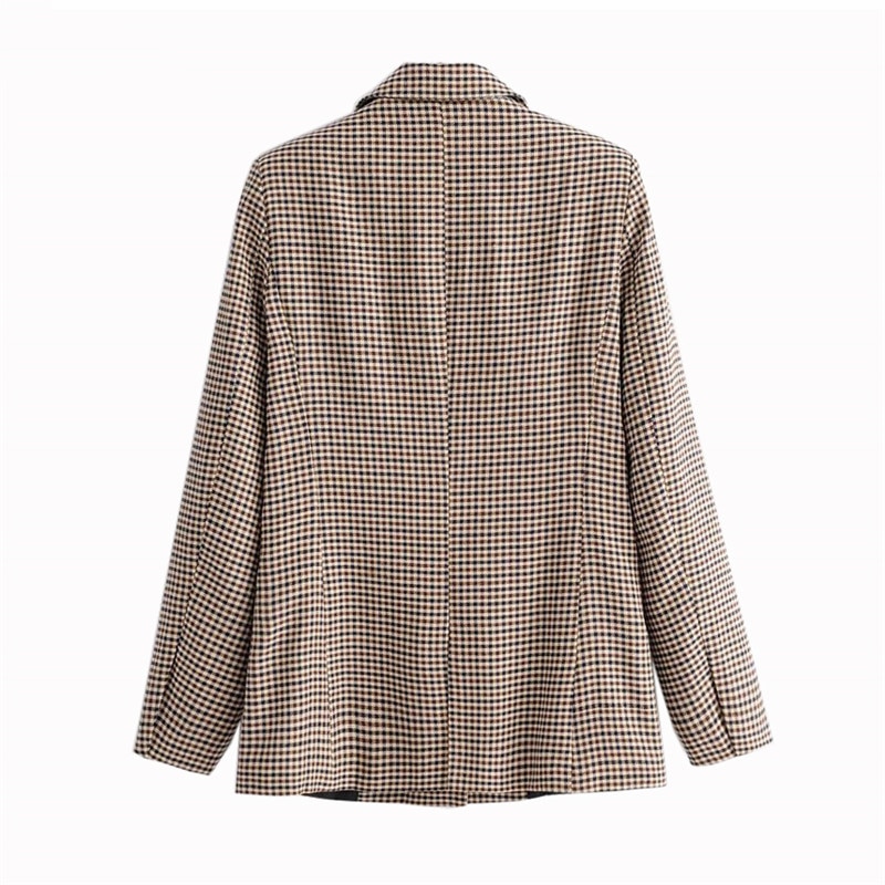 Brown Women's Jacket in Plaid Print