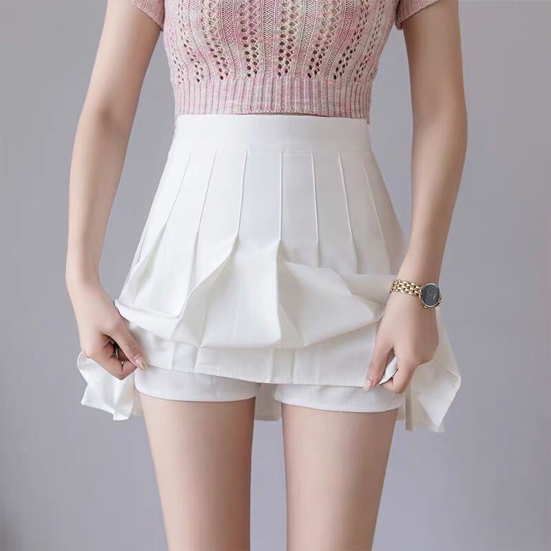 Women's High Waist Pleated Mini Skirt