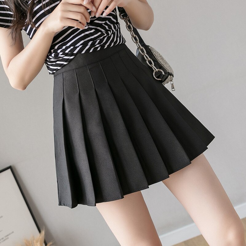 Women's High Waist Pleated Mini Skirt