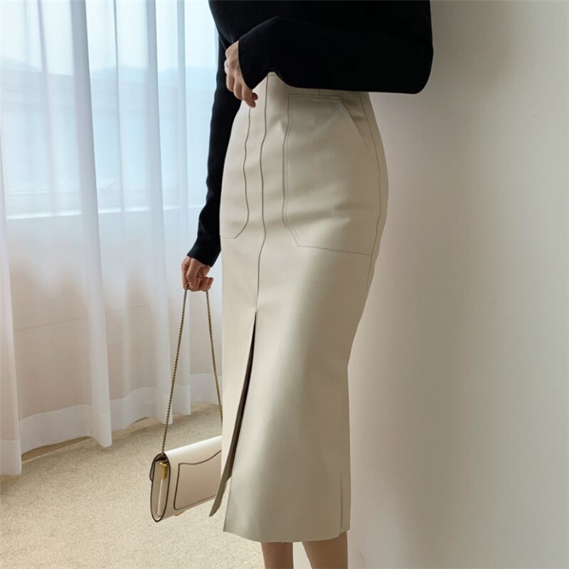 Women's PU Leather Pencil Skirt