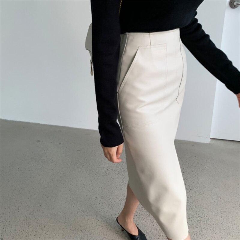 Women's PU Leather Pencil Skirt