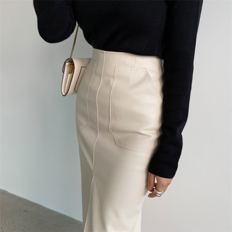 Women's PU Leather Pencil Skirt