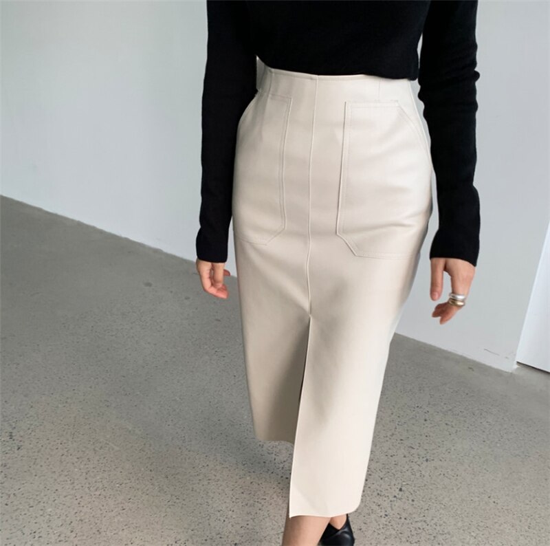 Women's PU Leather Pencil Skirt