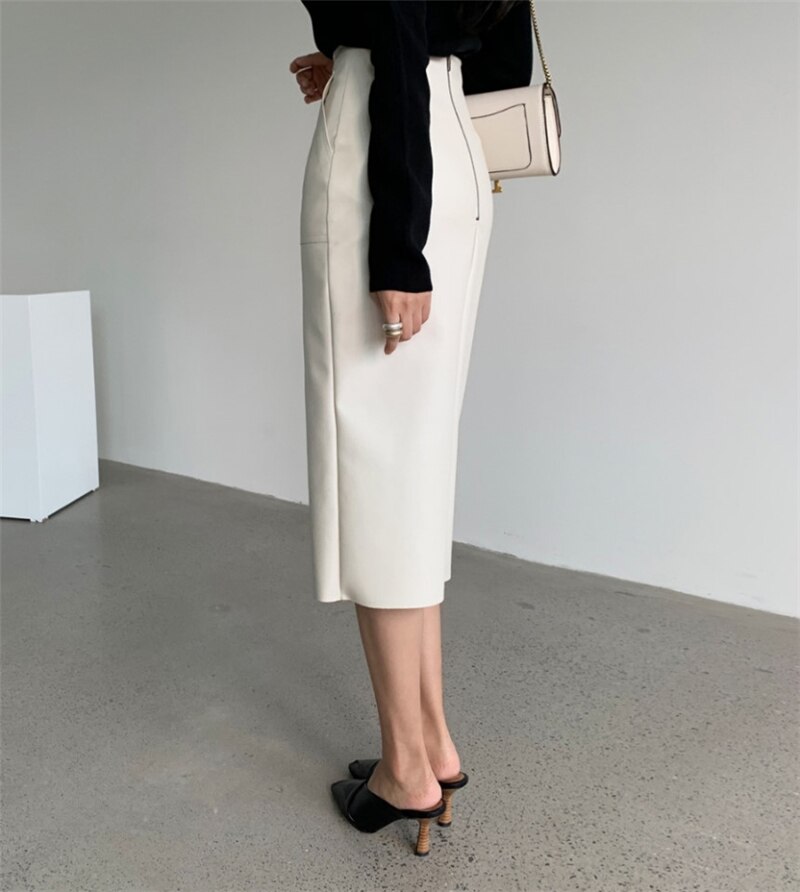 Women's PU Leather Pencil Skirt