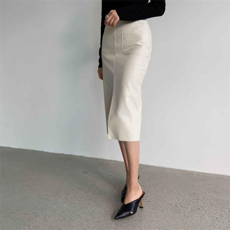 Women's PU Leather Pencil Skirt