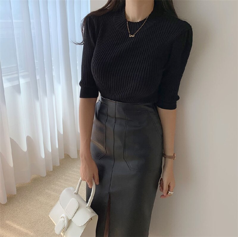 Women's PU Leather Pencil Skirt