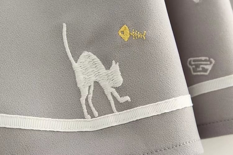 Kawaii Women's Mini Skirt with Animal Embroidery