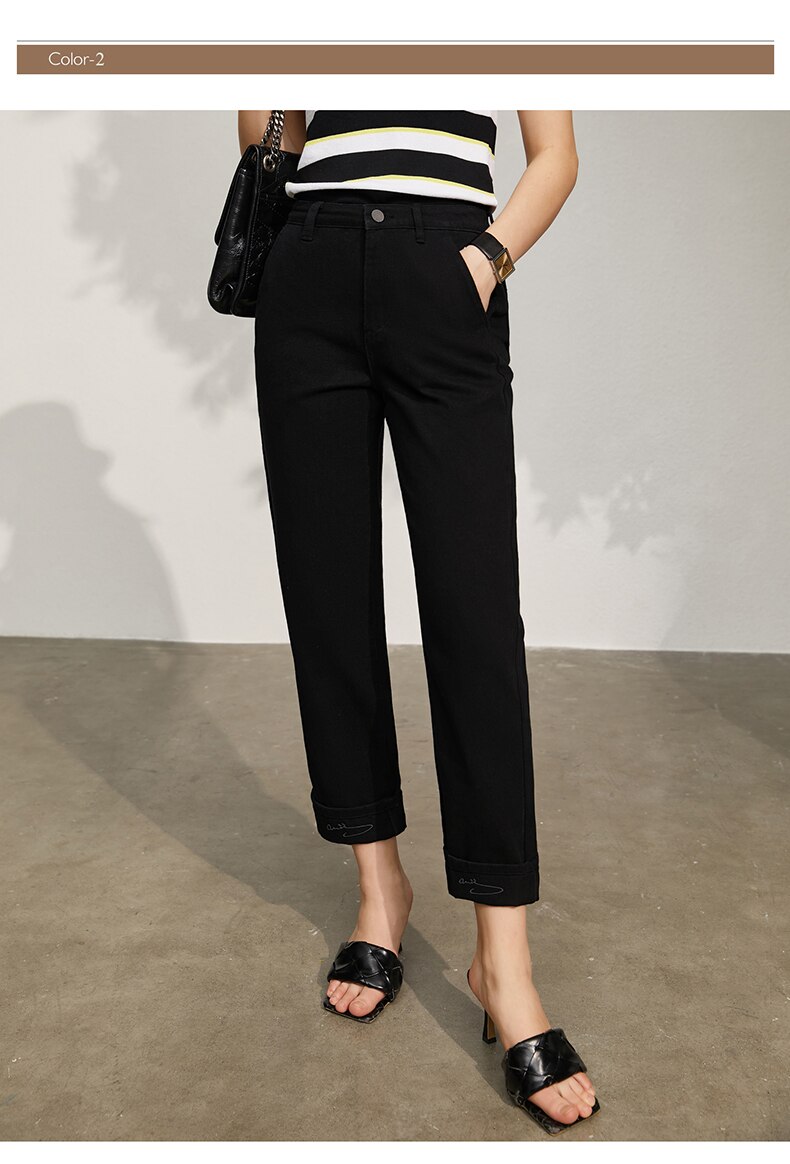 Women's Minimalism Offical Cotton Straight Trousers