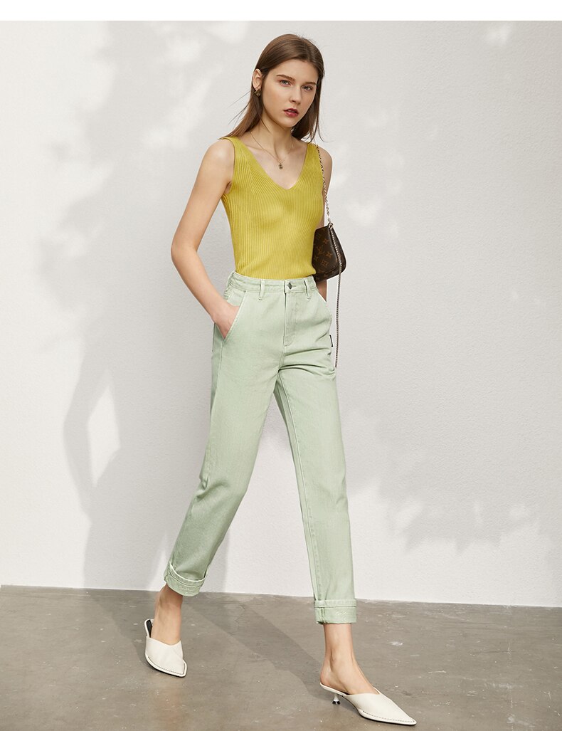 Women's Minimalism Offical Cotton Straight Trousers