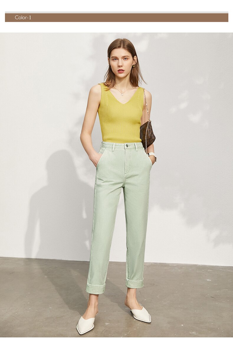 Women's Minimalism Offical Cotton Straight Trousers