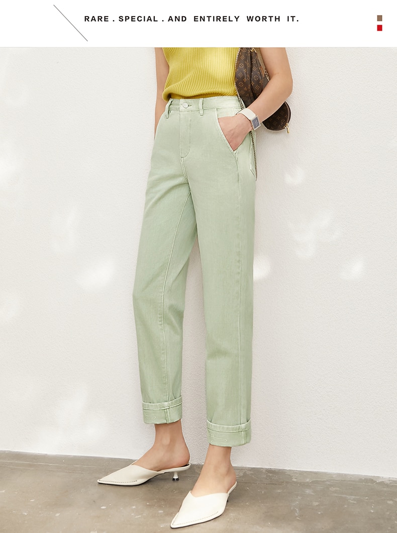 Women's Minimalism Offical Cotton Straight Trousers