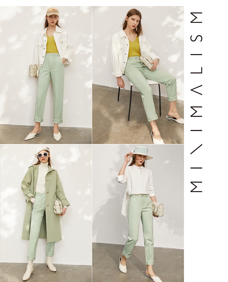 Women's Minimalism Offical Cotton Straight Trousers