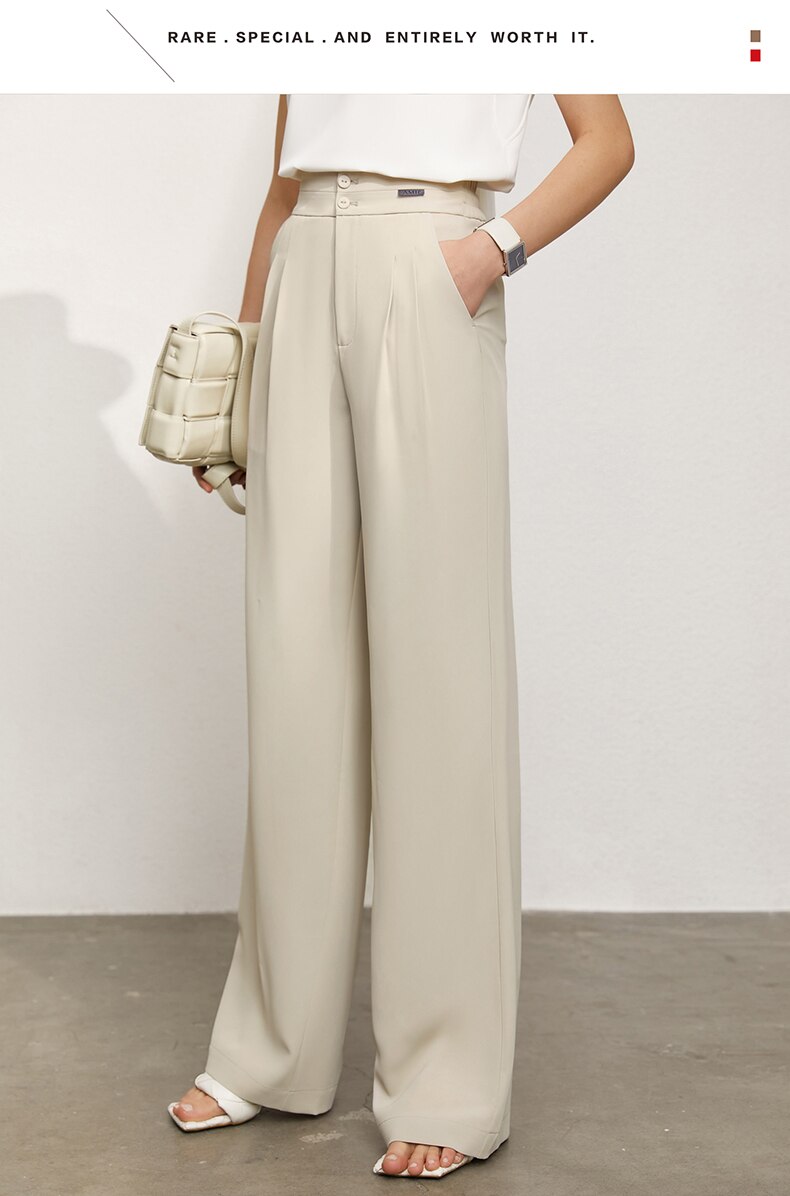 Women's Offical Solid High Waist Loose Trousers