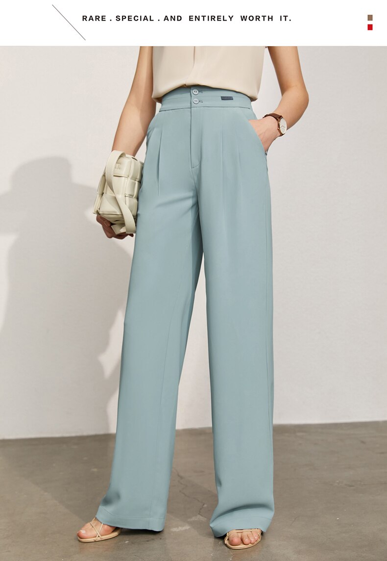 Women's Offical Solid High Waist Loose Trousers