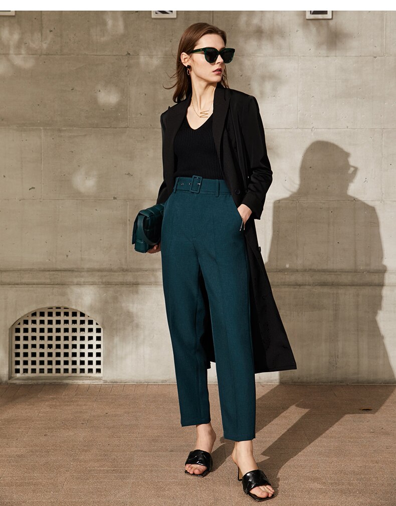 Women's Straight Belt Trousers