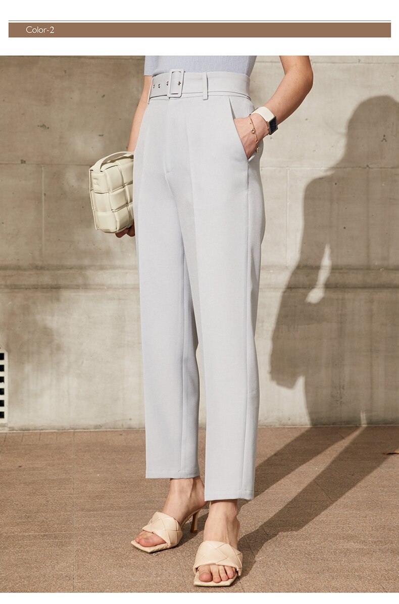 Women's Straight Belt Trousers